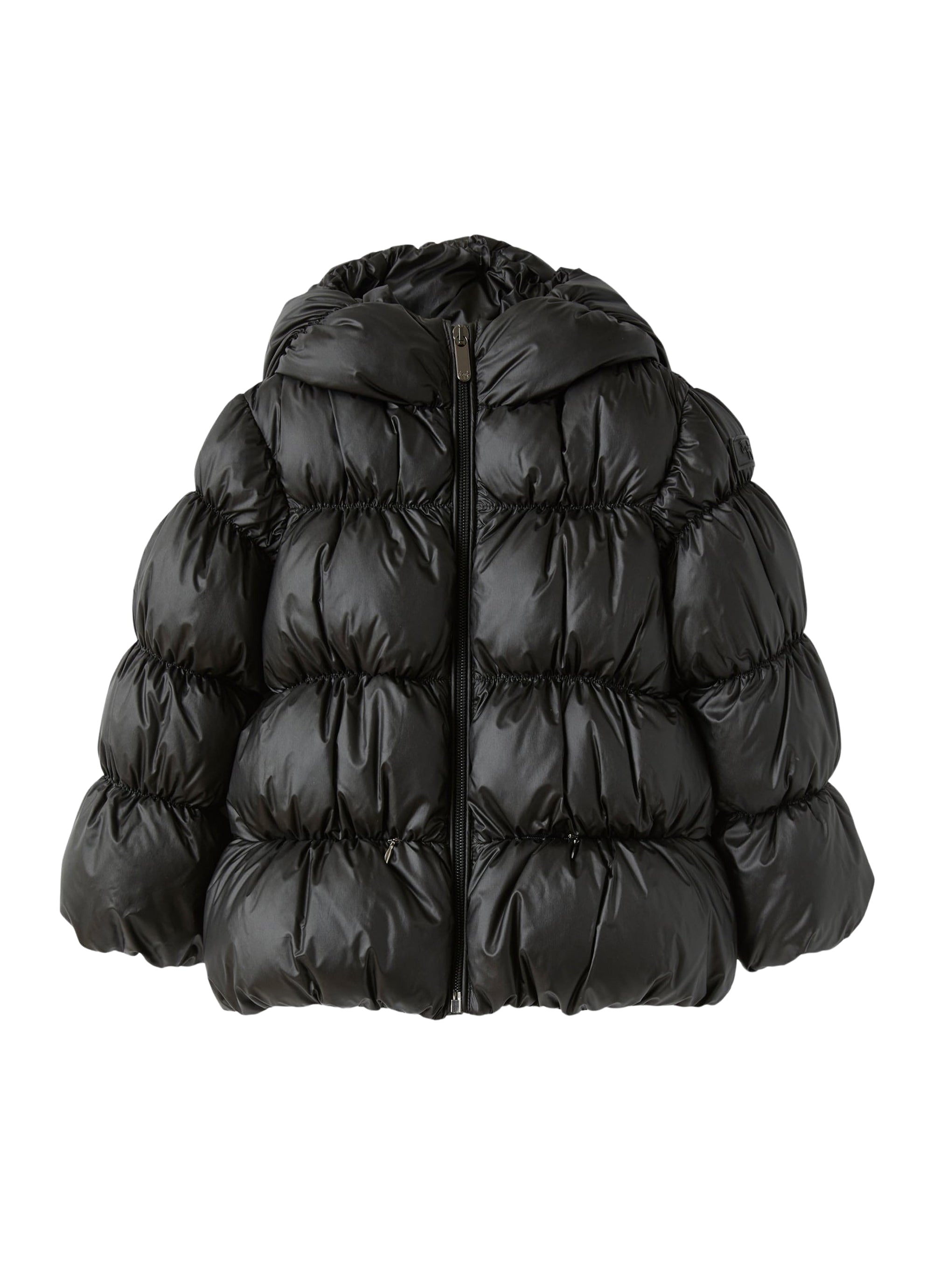 Short hooded down jacket in black