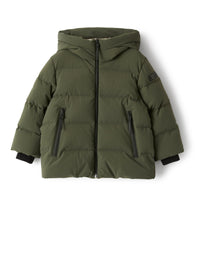 Short down jacket in green Sensitive® Fabrics material