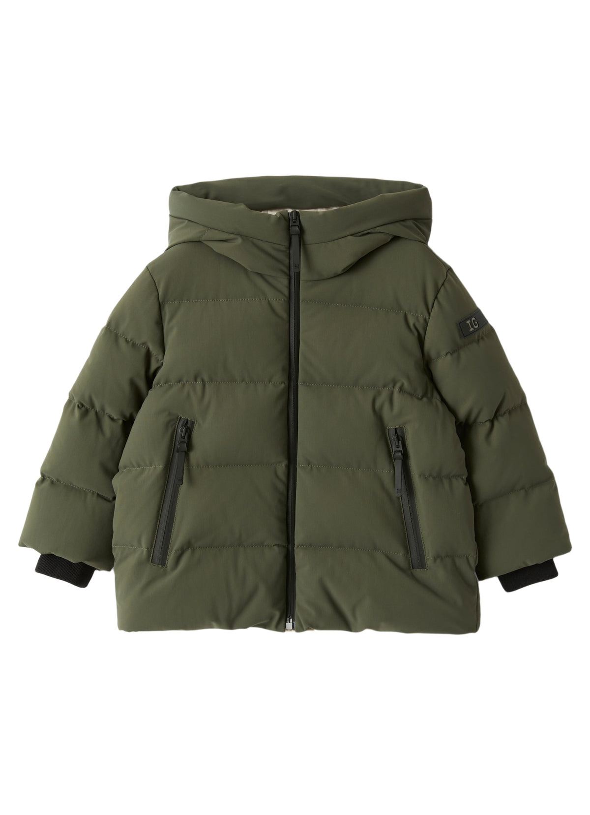 Short Down Jacket In Green Sensitive® Fabrics Material