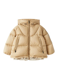 Short Down Jacket With Teddy Fleece Hood