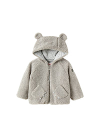 Hooded Grey Teddy Fleece Jacket