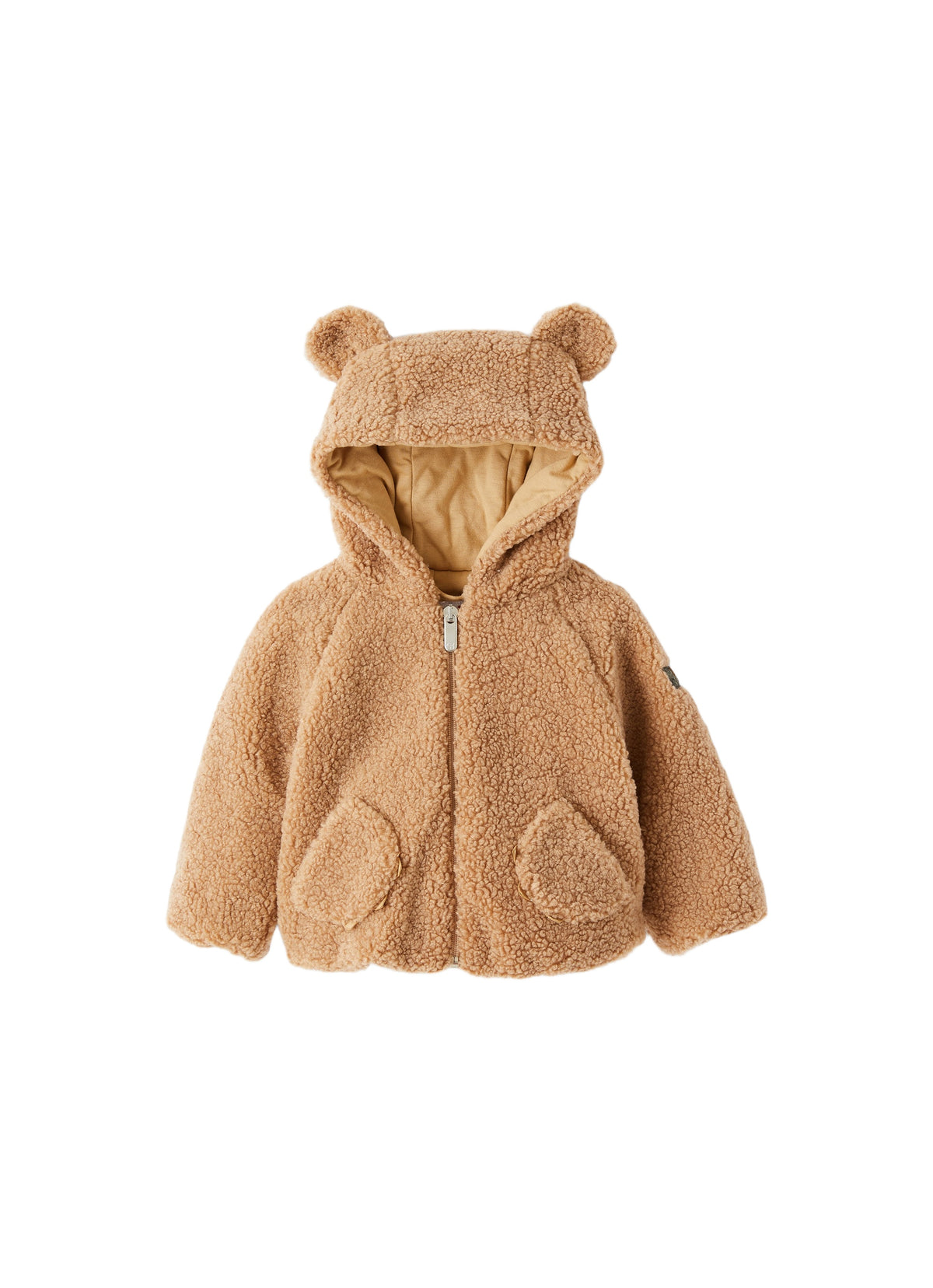 Hooded Beige Teddy Fleece Jacket