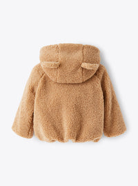 Hooded Beige Teddy Fleece Jacket