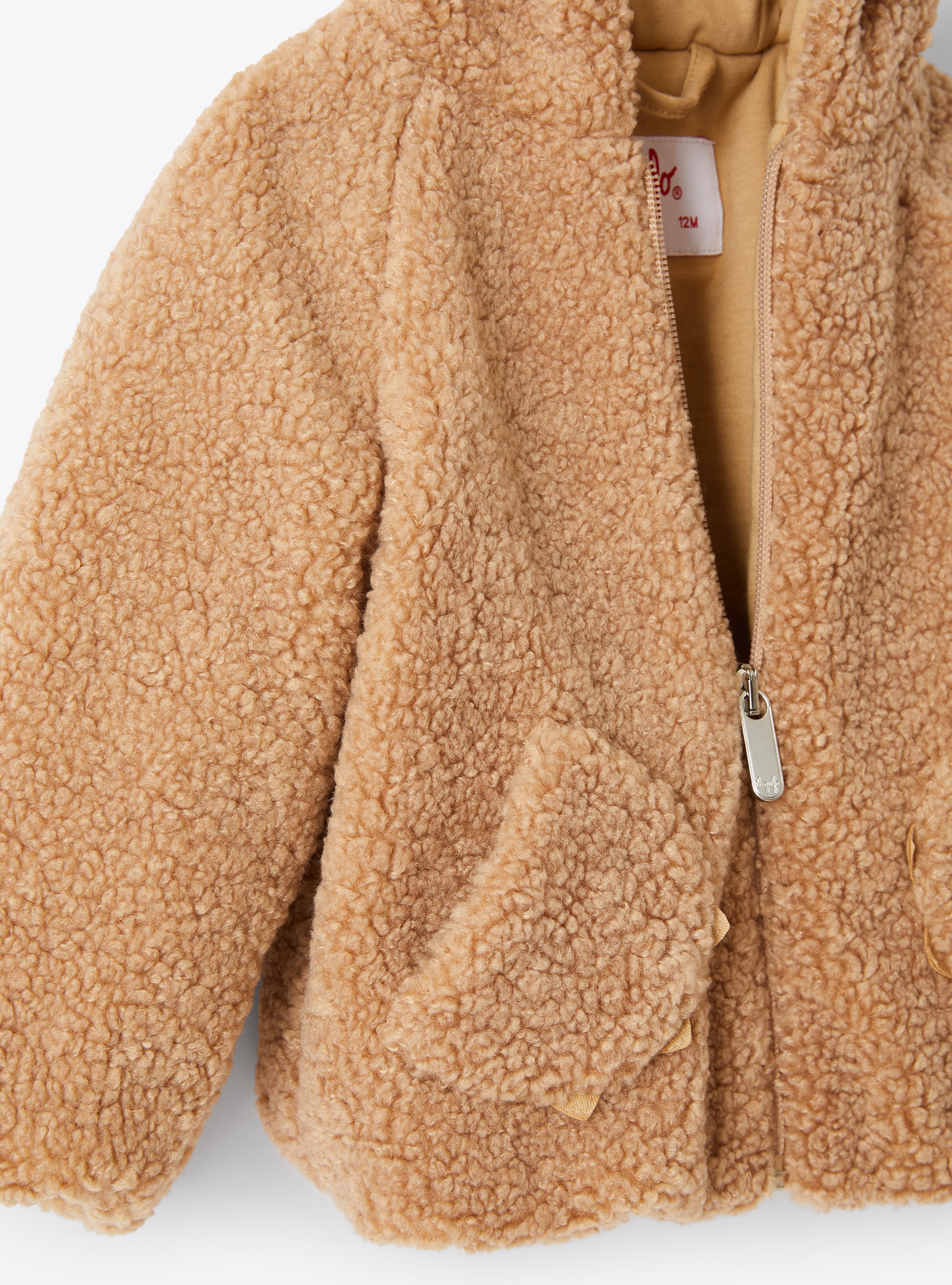 Hooded Beige Teddy Fleece Jacket