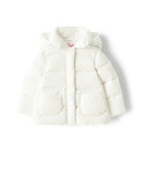 Baby girl’s down jacket with a hood