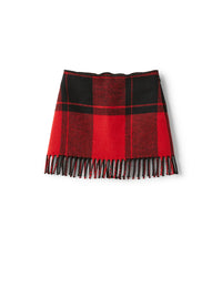 Checked wool skirt with fringed detail