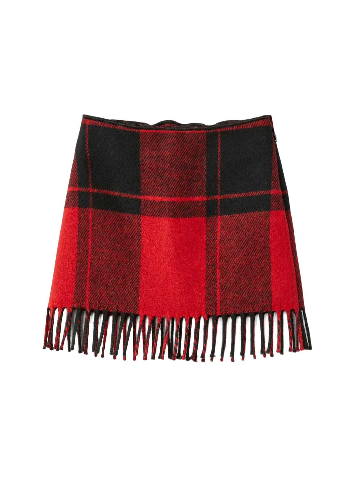 gn179w3064_393 // DOUBLON PAS FUSION /// Checked Wool Skirt With Fringed Detail
