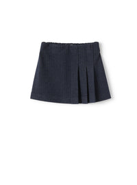 Pleated blue pinstripe skirt