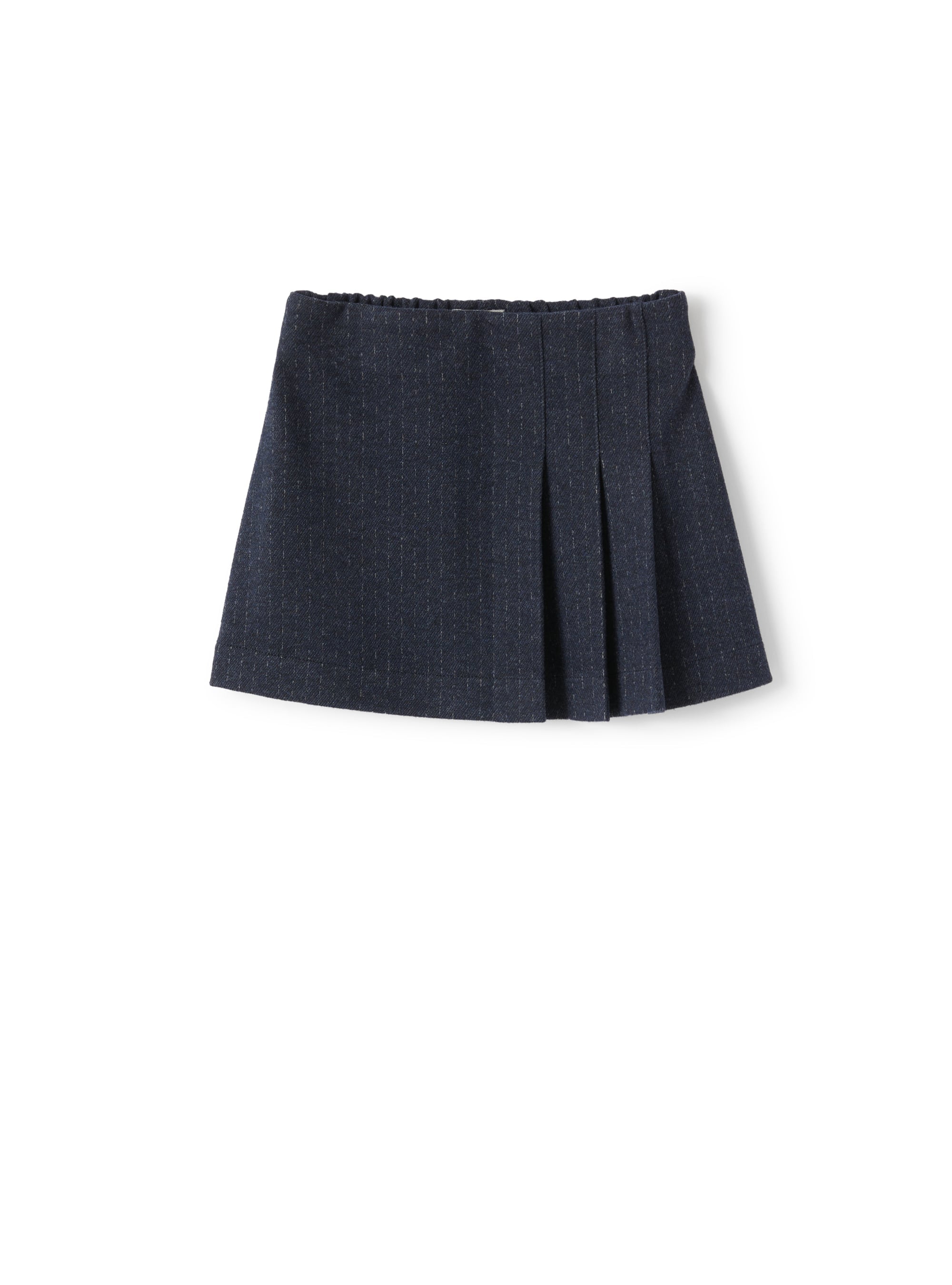 Pleated blue pinstripe skirt