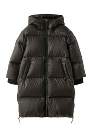 piumino lungo in nylon downproof nero