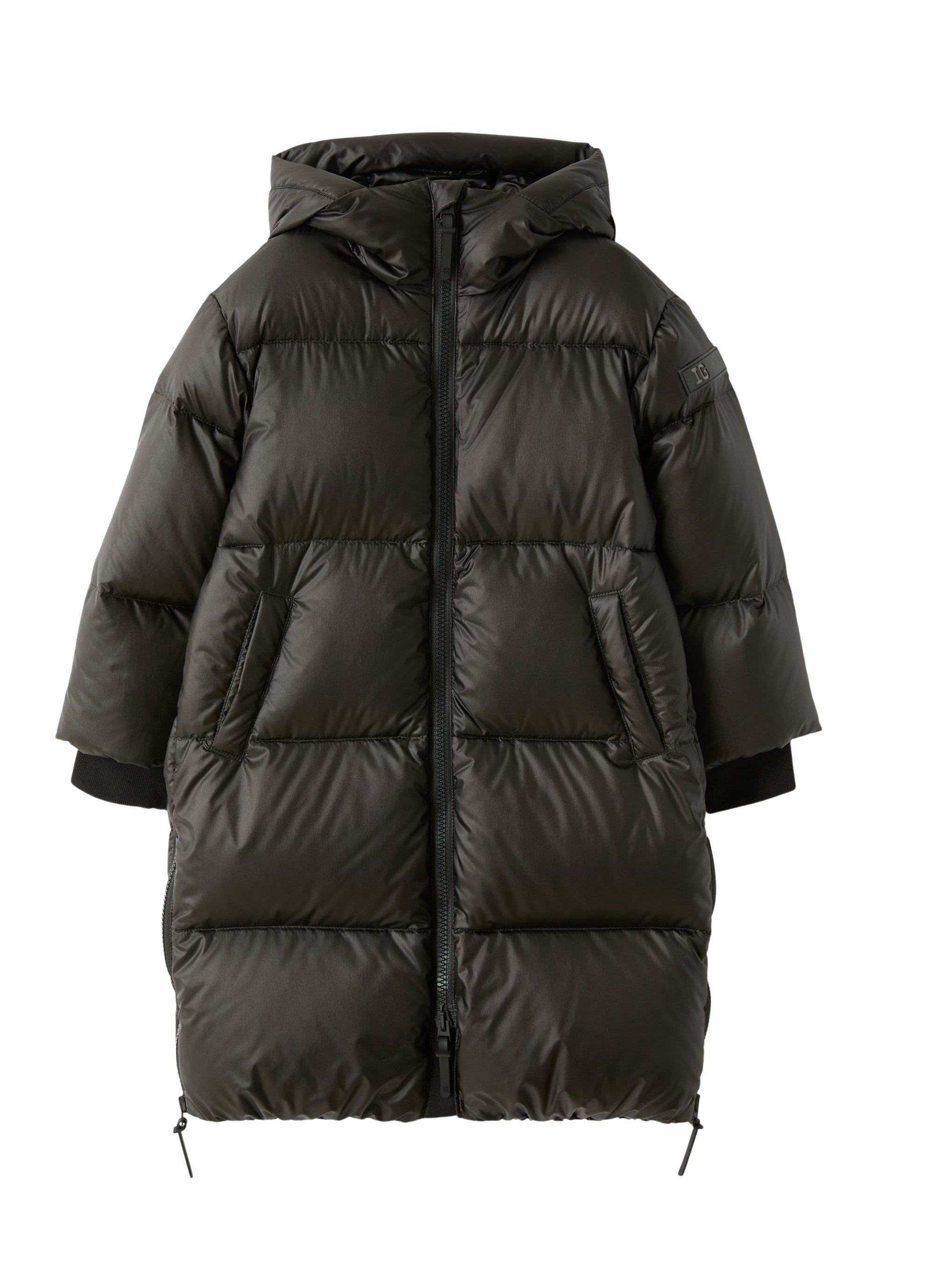 piumino lungo in nylon downproof nero