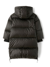 piumino lungo in nylon downproof nero