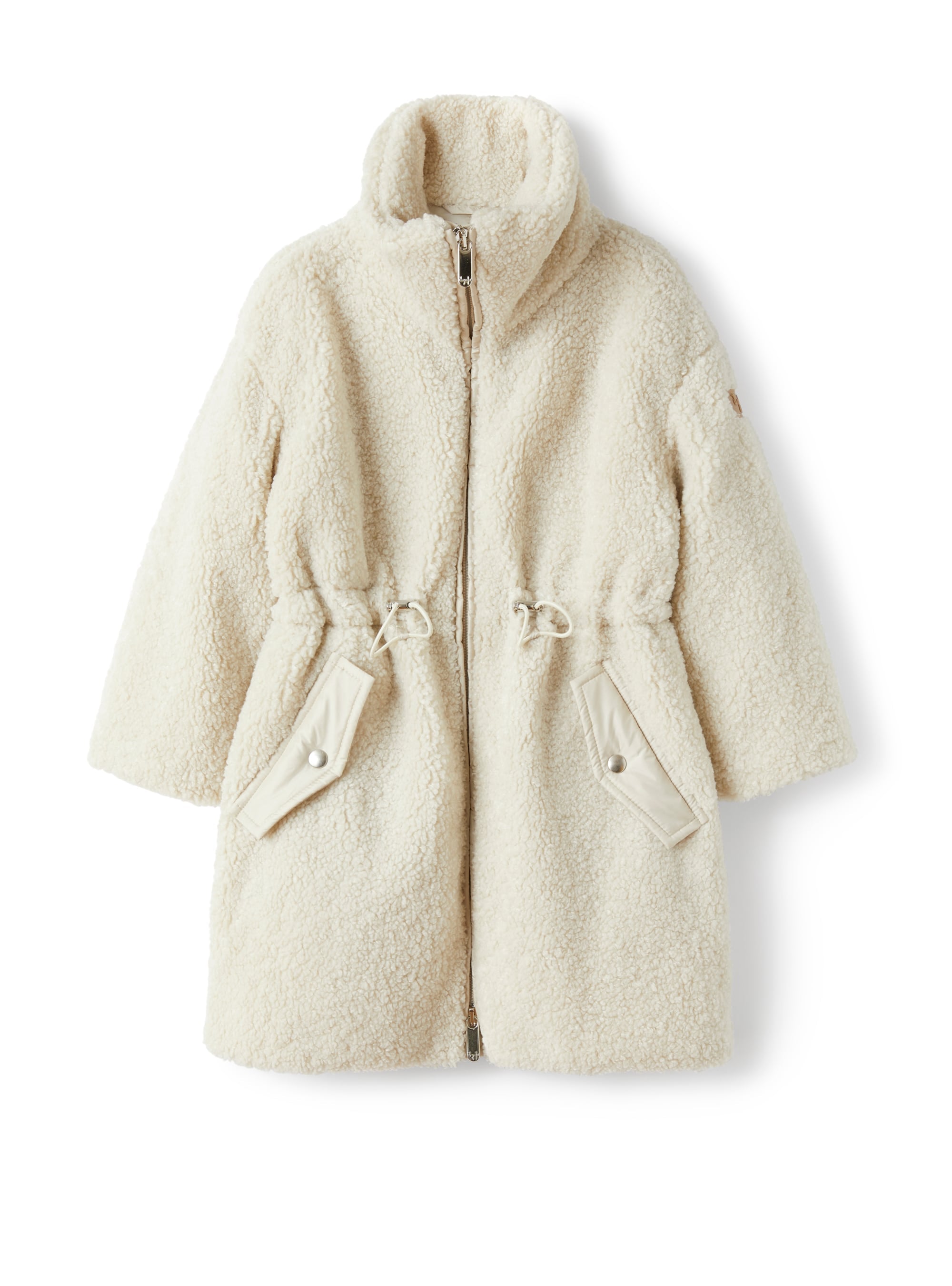 Coat in faux shearling with eco-friendly padding