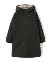 Longline down jacket with eco-friendly Sorona® fill