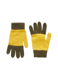 Wool Gloves In A Green And Yellow Stripe