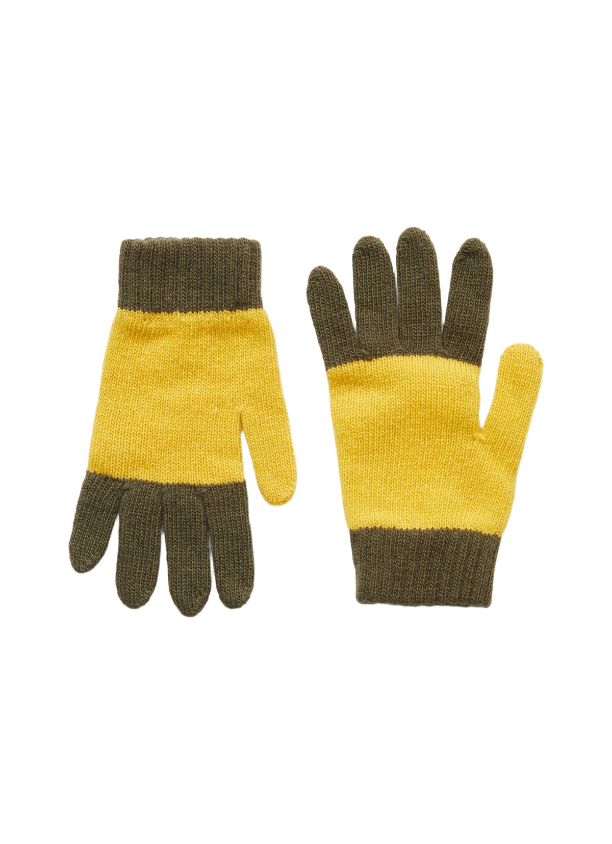 Wool Gloves In A Green And Yellow Stripe