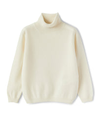White Merino Wool Turtleneck Sweater