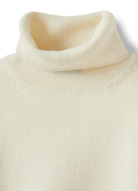 White Merino Wool Turtleneck Sweater