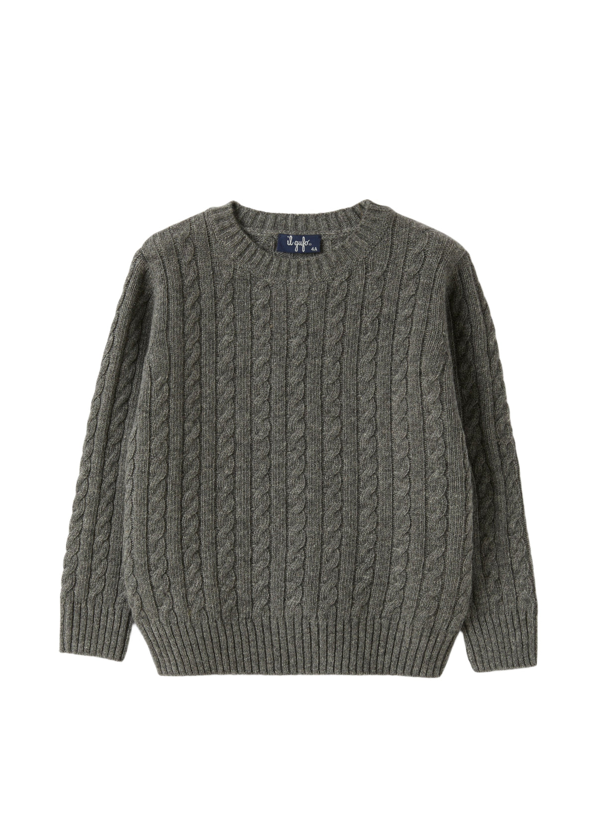 Maglione In Lana Grigio Asfalto Con Trecce