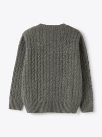 Maglione In Lana Grigio Asfalto Con Trecce