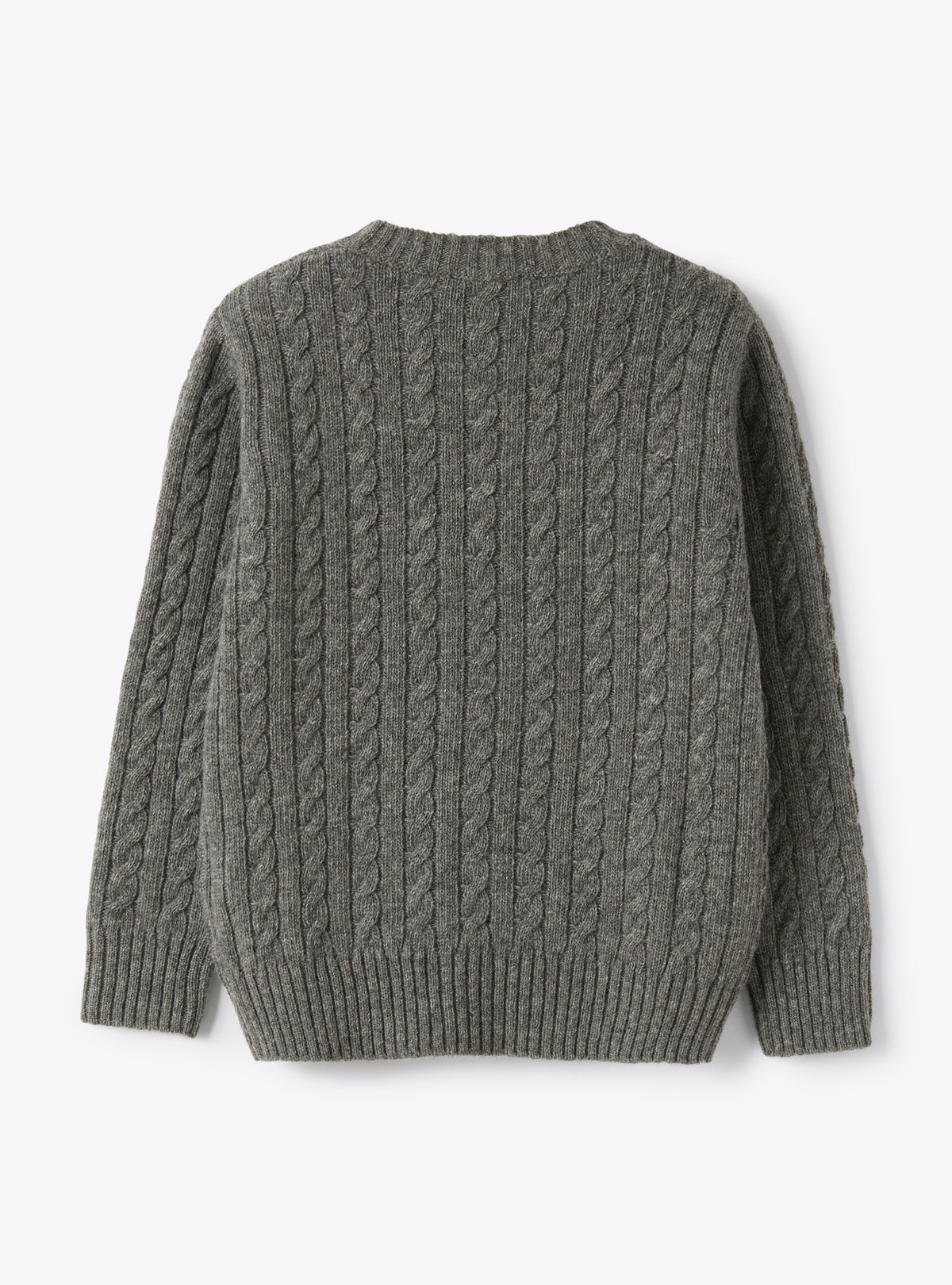 Maglione In Lana Grigio Asfalto Con Trecce