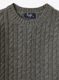 Maglione In Lana Grigio Asfalto Con Trecce