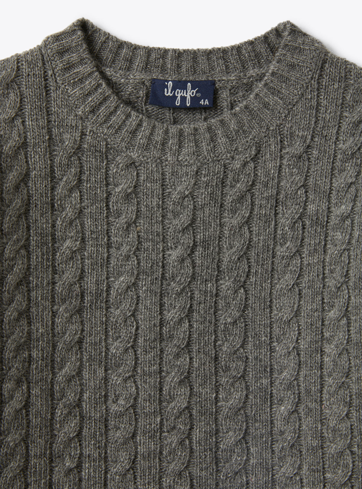 Maglione In Lana Grigio Asfalto Con Trecce