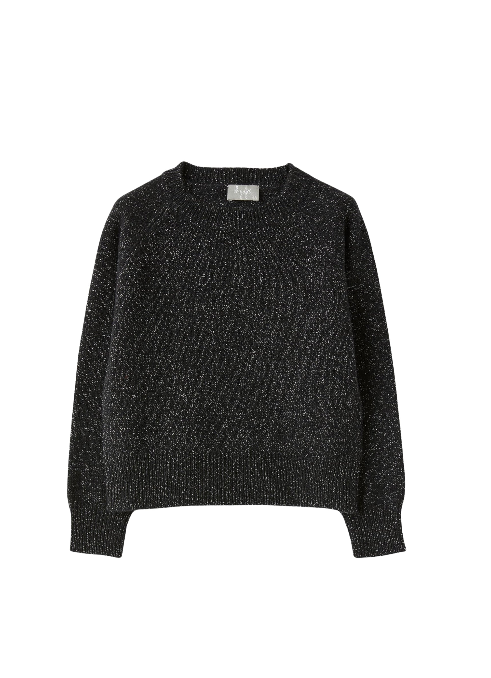 Round-neck sweater in black lurex