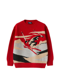 ma428em220_3909 // DOUBLON PAS FUSION /// DOUBLON DEVIENT OK PICS / maglia in merino rosso con sciatore