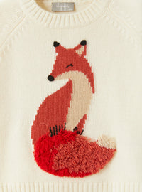 Merino Sweater With Embroidered Fox Detail