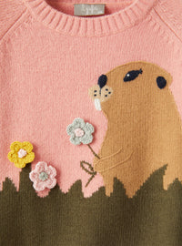 Merino Sweater With Beaver Detail