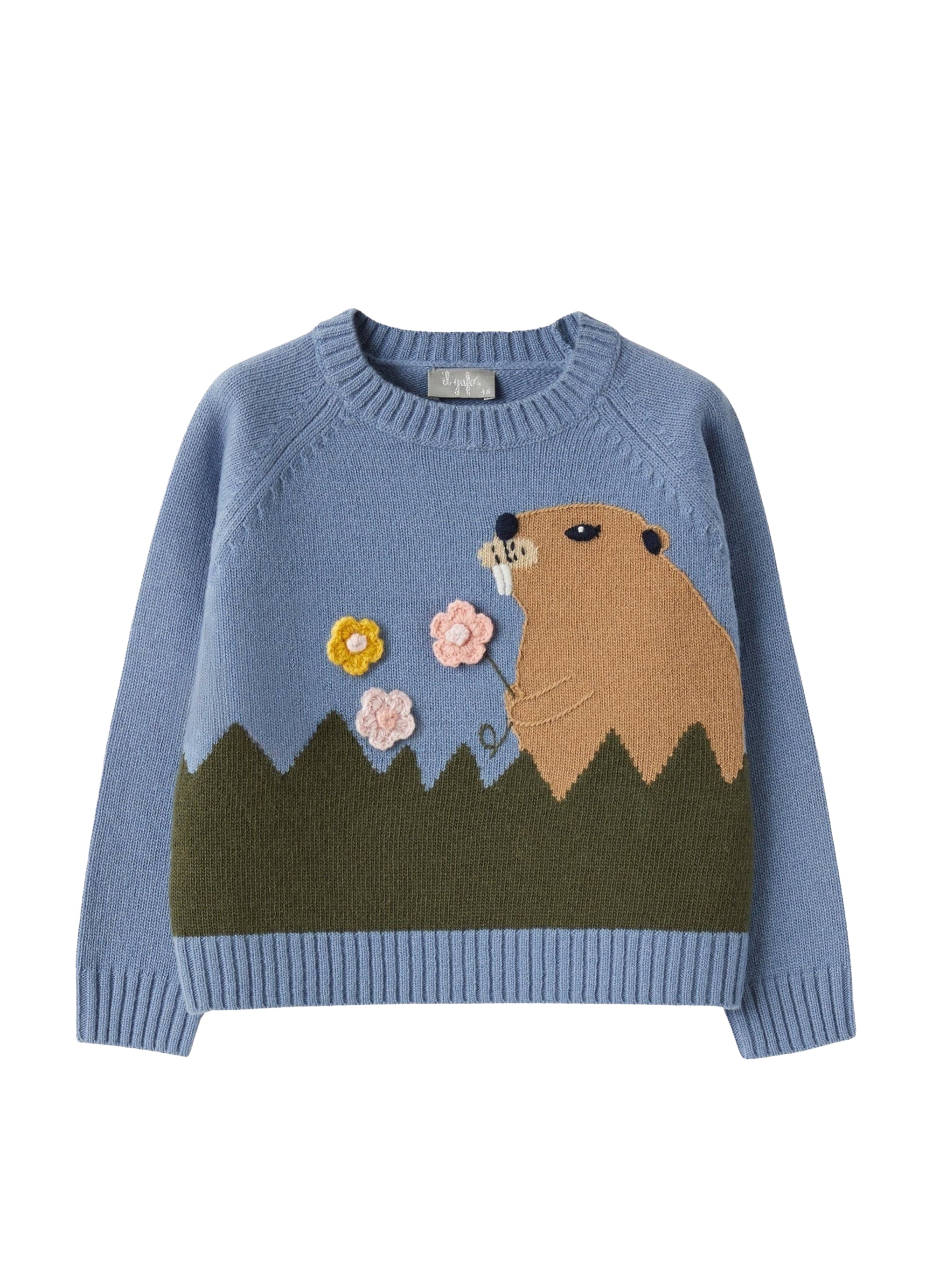 Merino sweater with beaver detail