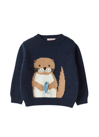 maglia in cotone con ricamo castoro