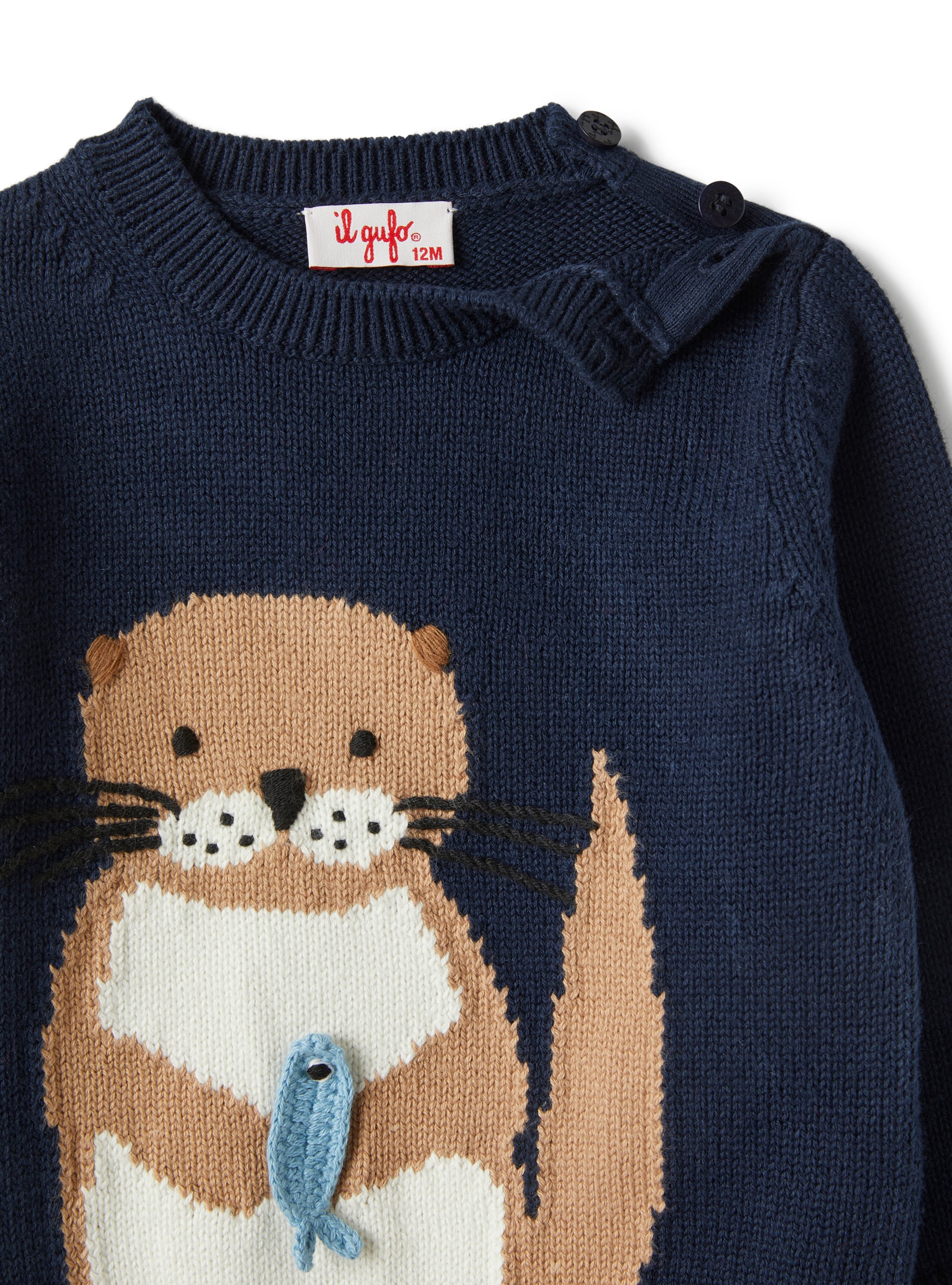 maglia in cotone con ricamo castoro