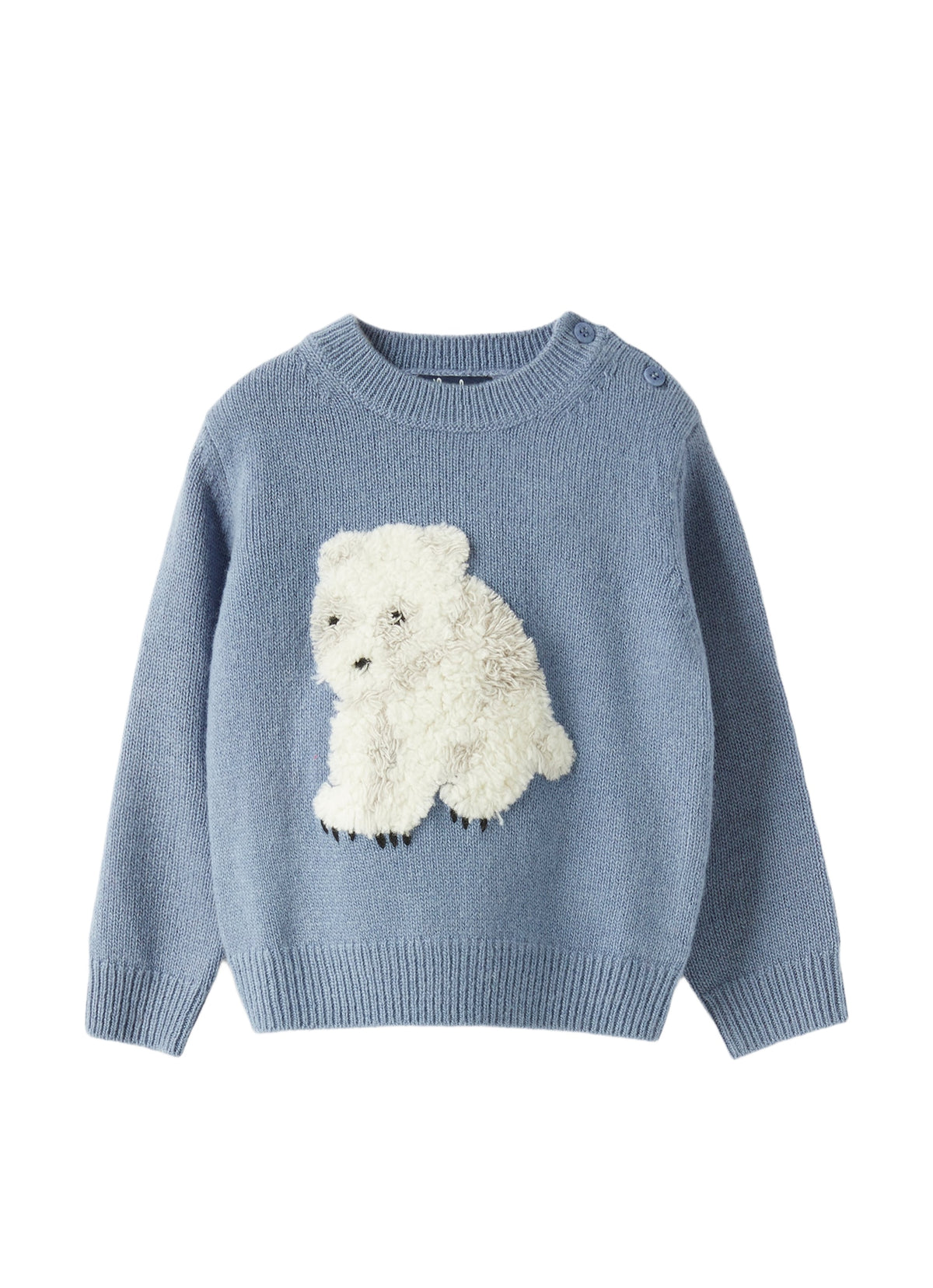 Baby Boy’S Sweater With Bilberry-Blue Teddy Bear