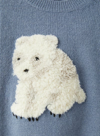 Baby Boy’S Sweater With Bilberry-Blue Teddy Bear