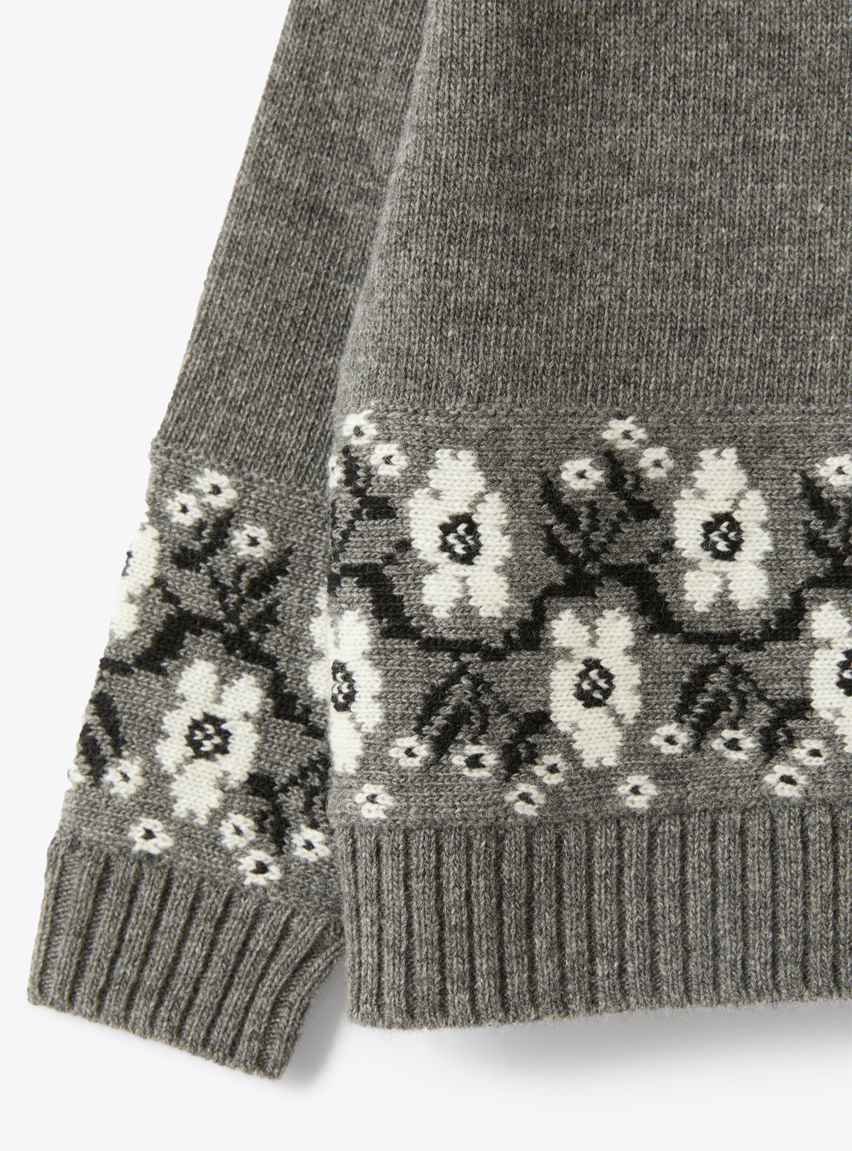 Grey Sweater With Inlaid Floral Pattern