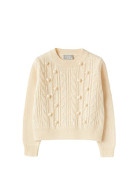 Cable-Knit Sweater With Pompom Details
