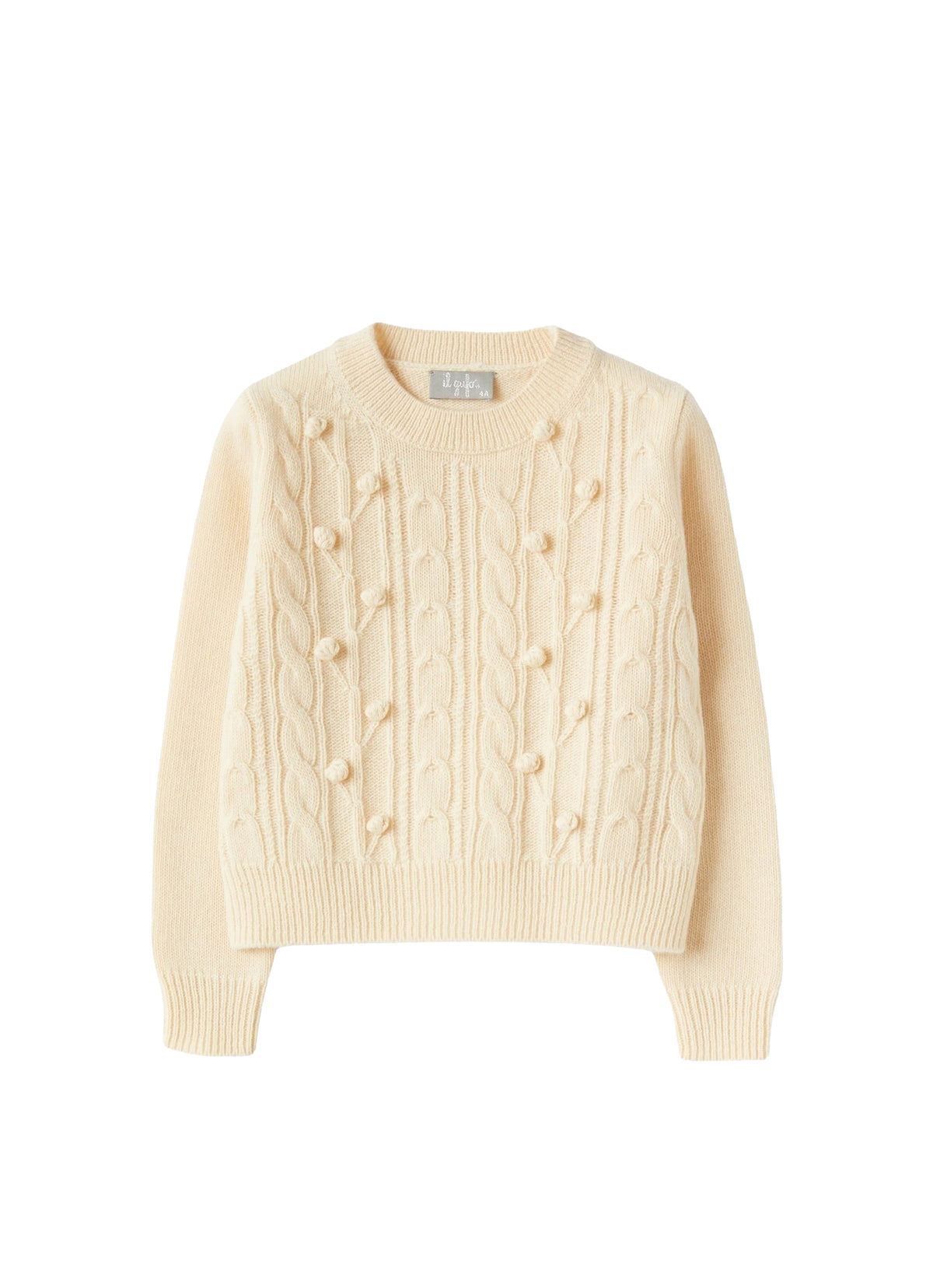 Cable-Knit Sweater With Pompom Details