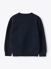 Maglia In Lana Merino Blu Con Omino Pan Di Zenzero