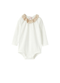 Shirt-Style Bodysuit With Ruffle Collar