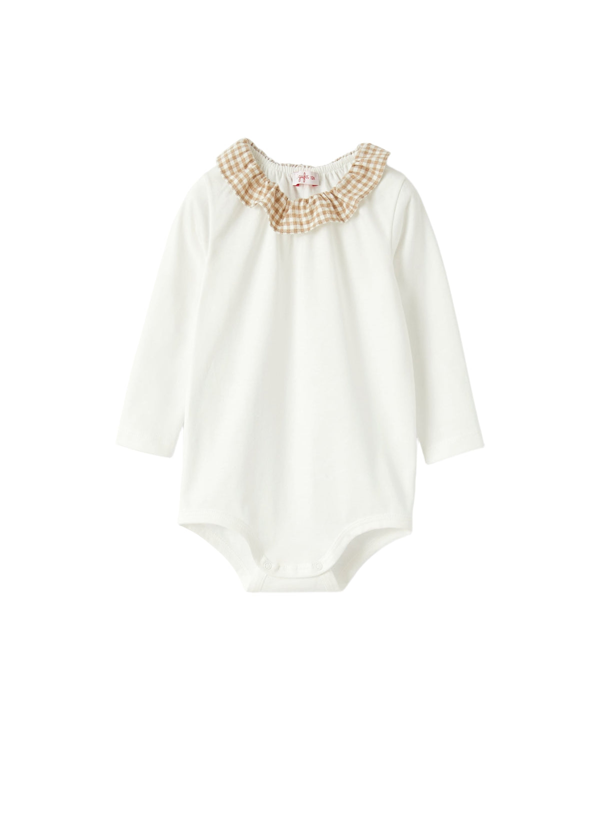 Shirt-Style Bodysuit With Ruffle Collar