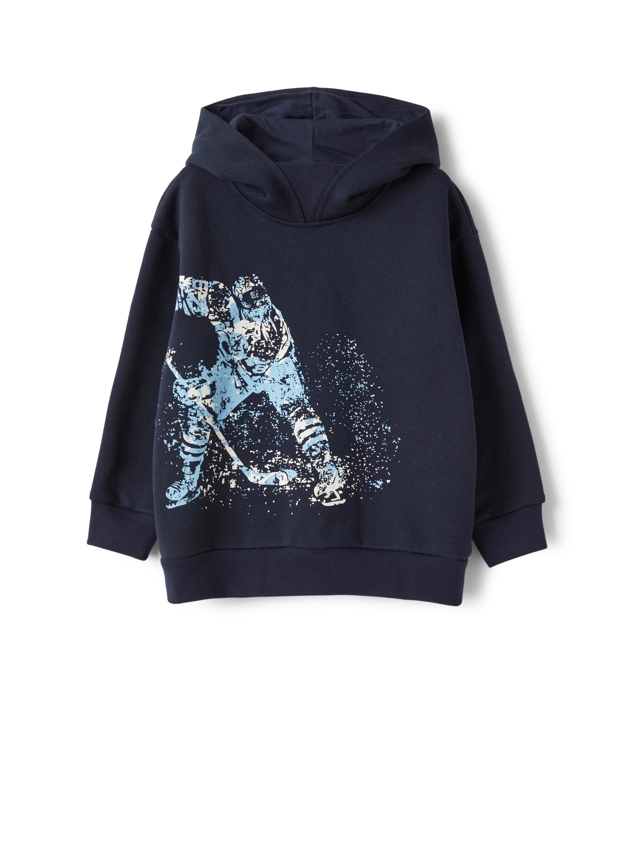 Hooded sweatshirt with a hockey player print design