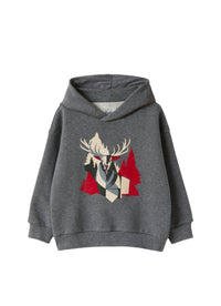 Hooded Sweatshirt With Moose Print