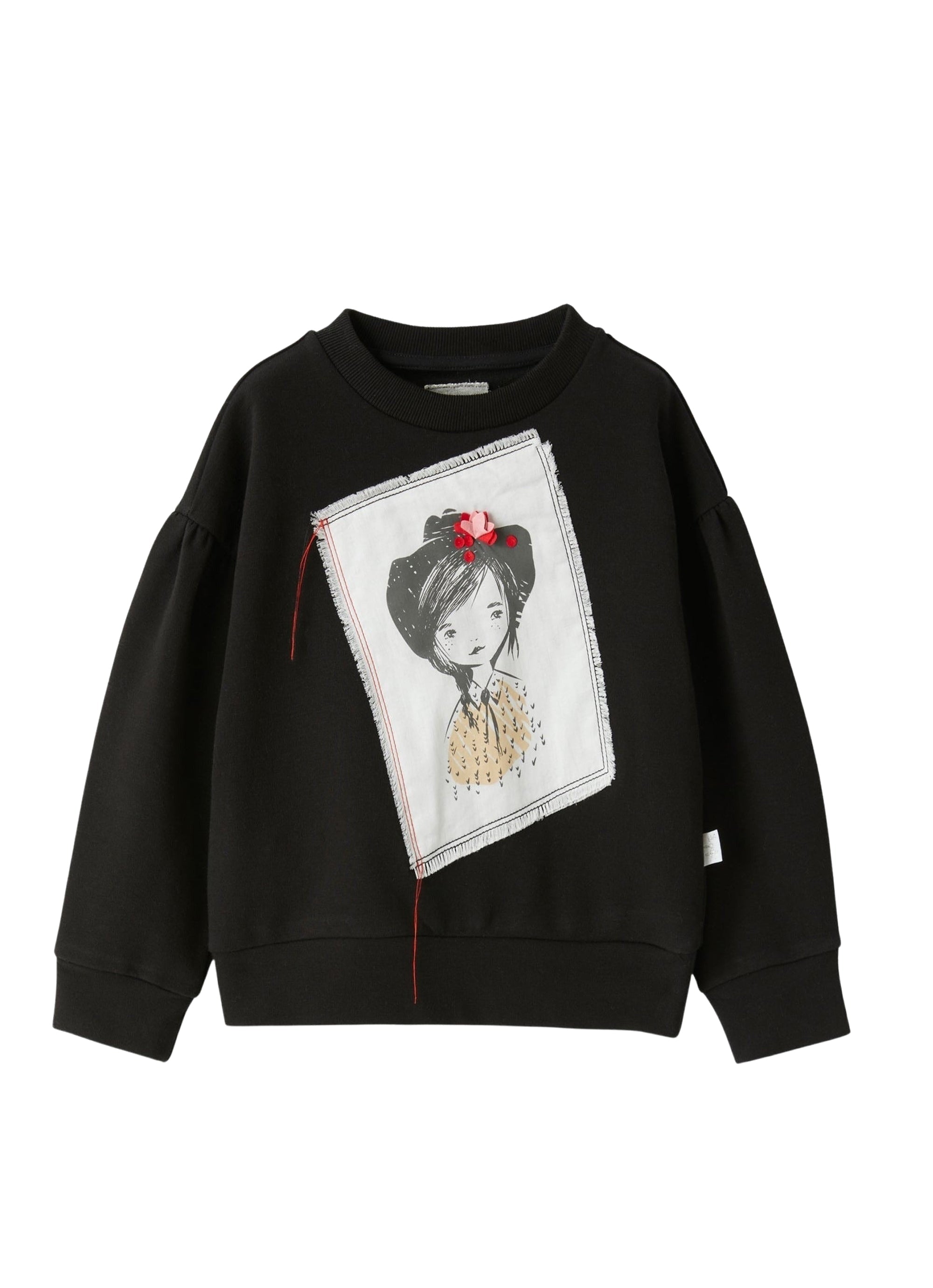 Crew-neck sweatshirt with embroidered patch