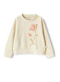 Round-neck sweatshirt with flower detail