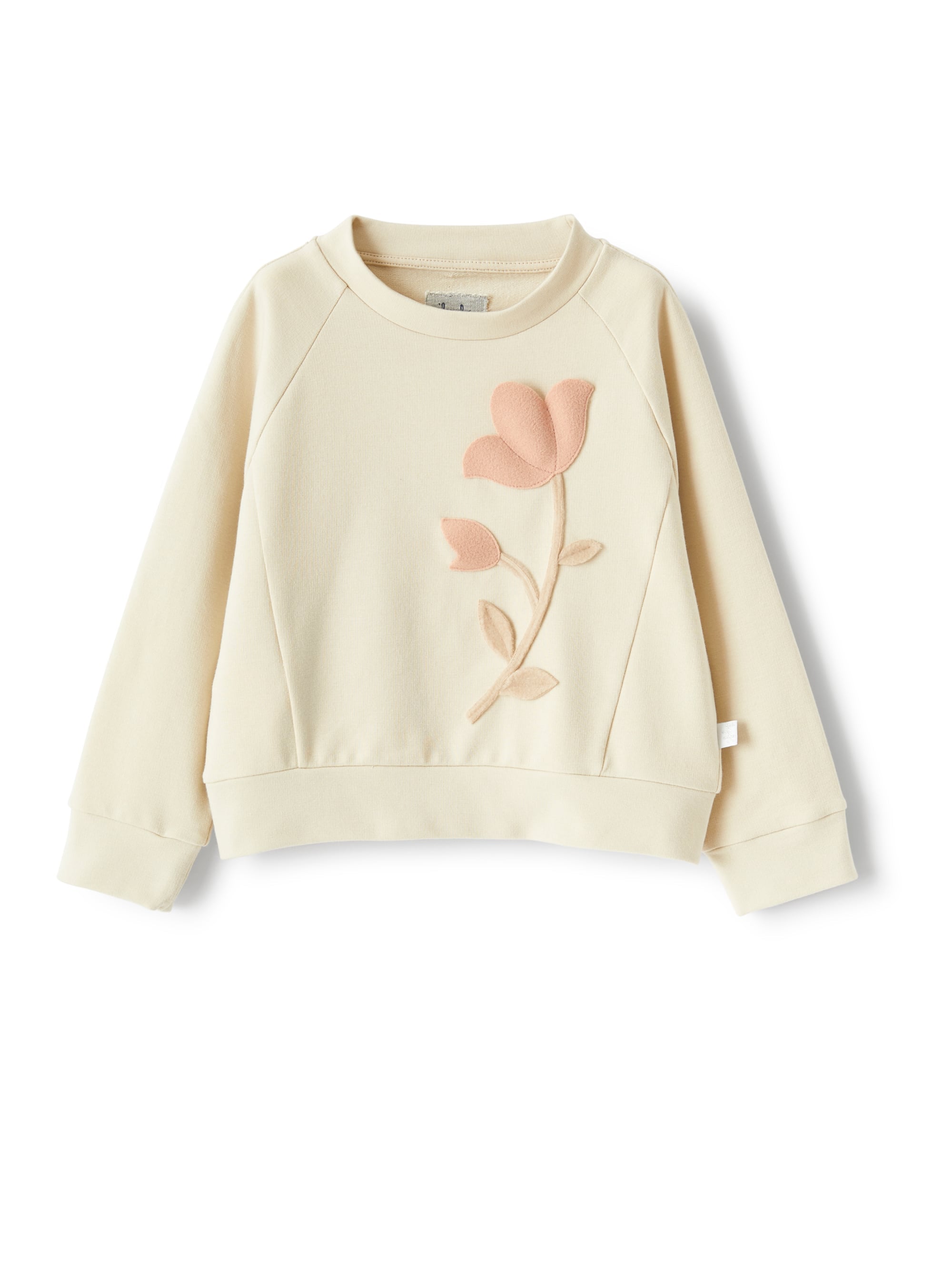 Round-neck sweatshirt with flower detail