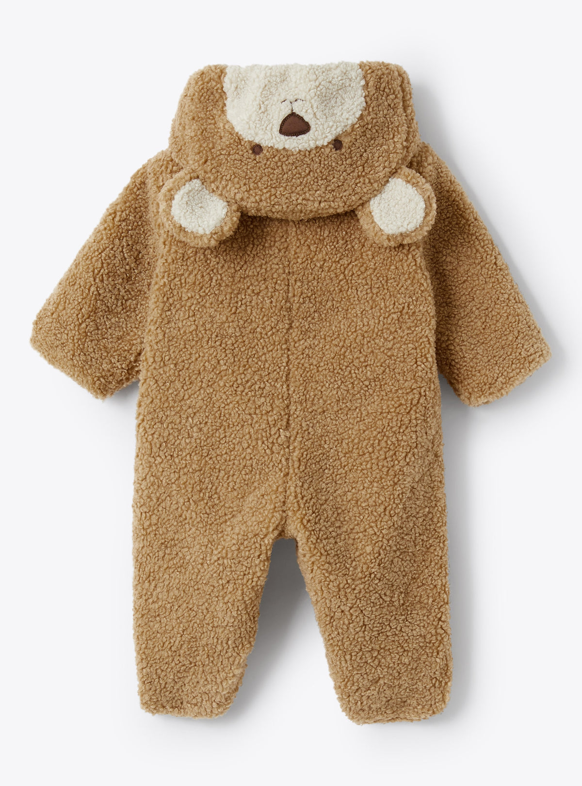 Teddy Bear Baby Snowsuit In Beige Teddy Fleece