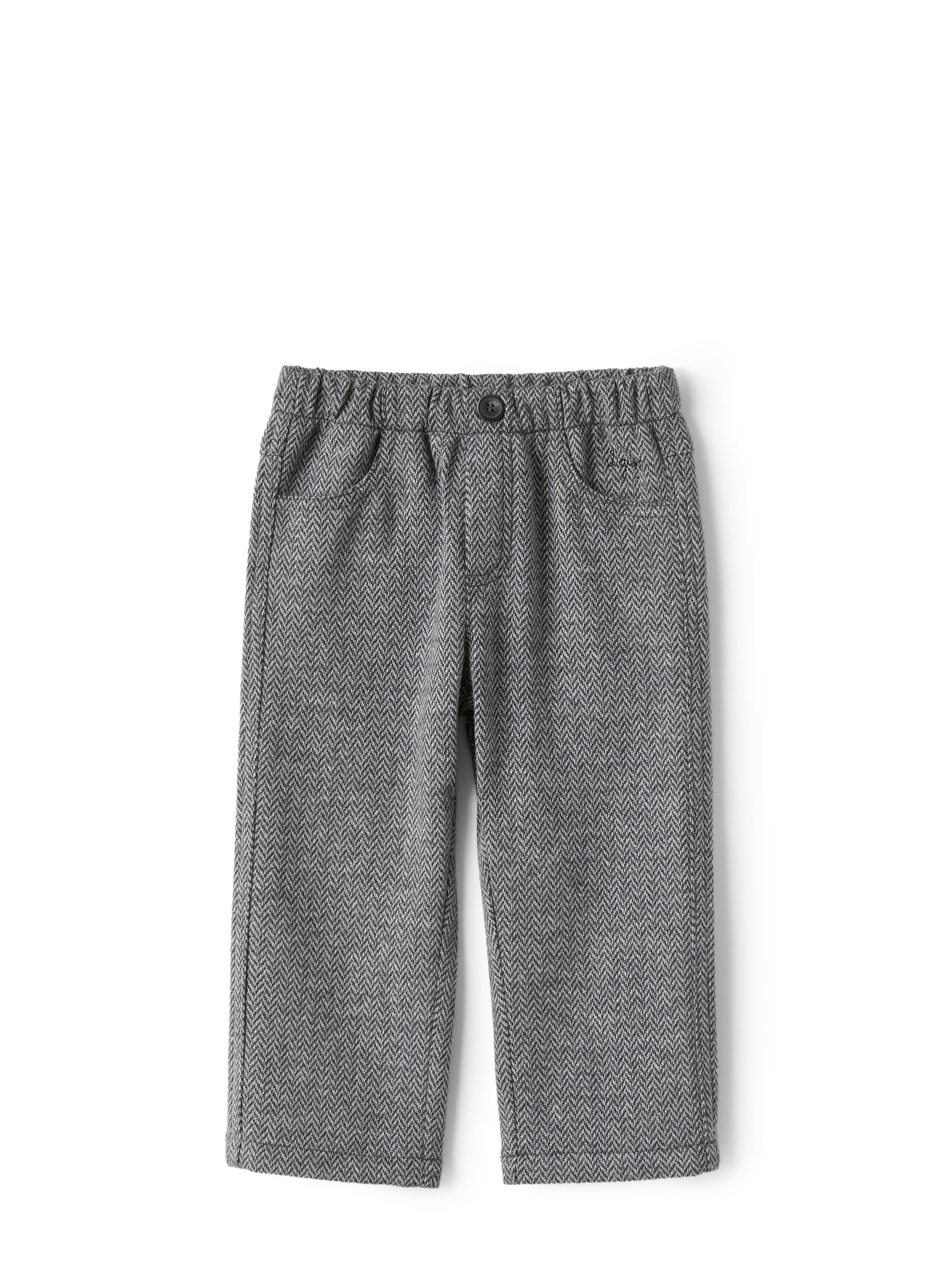 Trousers in herringbone-patterned cotton