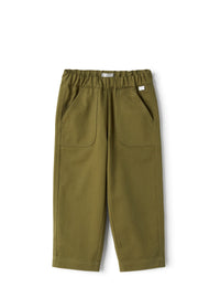 Baggy trousers in green bull denim